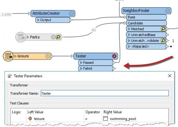 Adding and configuring a Tester to filter to only swimming pools
